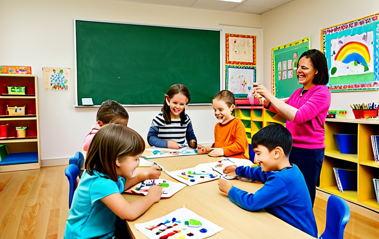 **

"A kindergarten classroom scene filled with children fully clothed, participating in a creative project involving drawing and clay modeling. The room is bright and colorful, decorated with children's artwork.  The children are engaged and happy, showing their creations. Focus on capturing the joyful atmosphere of learning through play. appropriate attire, professional, perfect anatomy, natural proportions, family-friendly, safe for work."

**