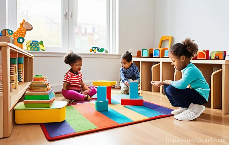 유아교육지도사 자격증을 위한 필수 도구 리스트 - **Interactive Discovery in a Modern Classroom**
    "A diverse group of cheerful preschool children,...