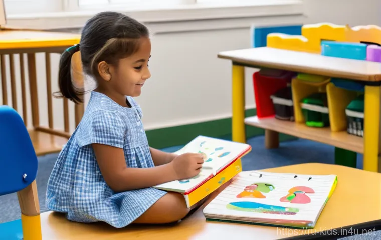 유아교육지도사 실무 중 발생할 수 있는 문제 분석 - A vibrant kindergarten classroom scene, bathed in soft, natural light, where a diverse group of 4-5 ...