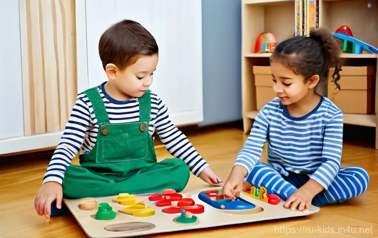 유아교육지도사 실무 중 발생할 수 있는 문제 분석 - A harmonious yet bustling kindergarten classroom, capturing a moment where a dedicated female educat...
