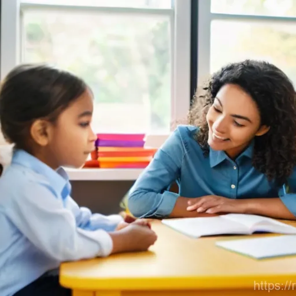 유아교육지도사로서의 직장 내 윤리적 문제 해결법 - **Prompt:** A heartwarming scene inside a brightly lit kindergarten classroom. A female teacher, in ...