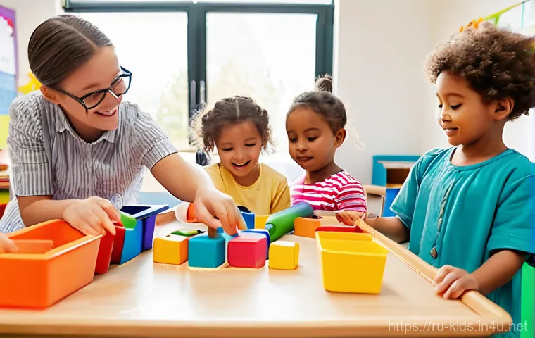 유아교육지도사 현업 인터뷰 사례 - **Prompt:** A vibrant, sunlit preschool classroom filled with diverse young children, aged 3-5, enga...