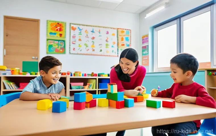 유아교육지도사 자격증 시험과 직무 연결점 - **A vibrant kindergarten classroom scene illustrating the blend of theory and practice.** A diverse ...