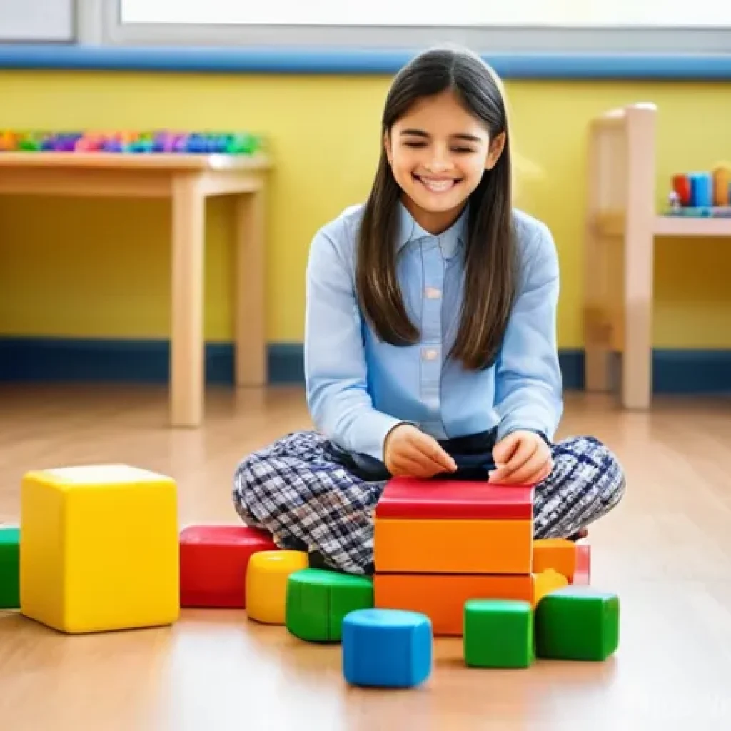 유아교육지도사로서 이직 후 첫 직무 적응법 - **Prompt:** A warm and inviting scene inside a vibrant kindergarten classroom. A young, empathetic f...