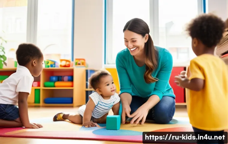 유아교육지도사 자격증 취득 후 연봉 협상 사례 - **Prompt:** A warm and inviting kindergarten classroom scene. A female kindergarten teacher, in her ...