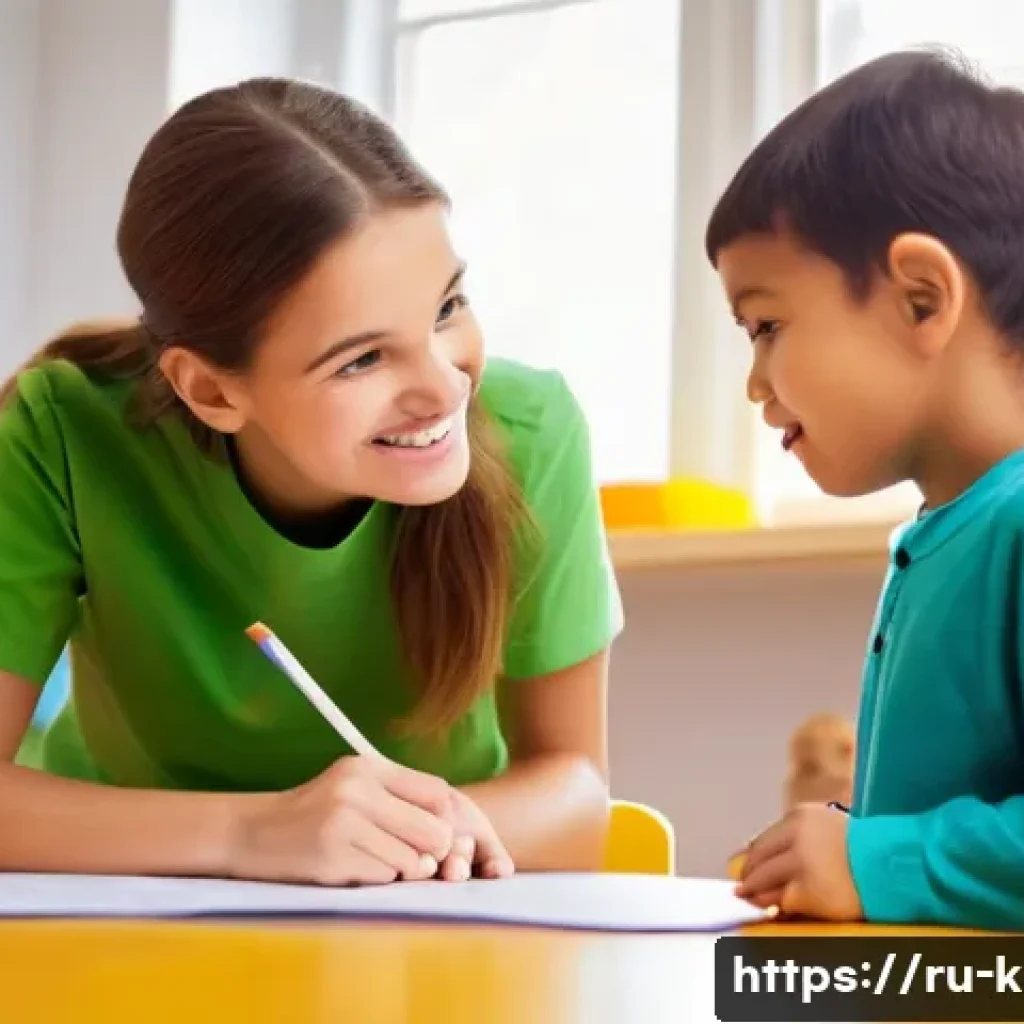 유아교육지도사 실습 중 겪은 어려움과 해결책 - **Prompt: The Inquisitive Classroom Moment**
A bright and warm kindergarten classroom scene. A k...