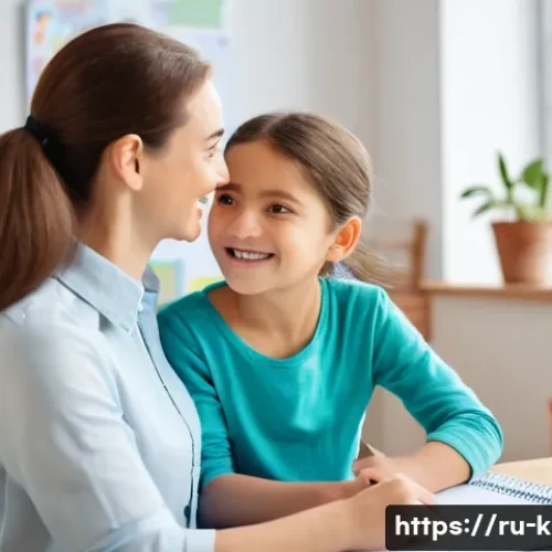 Home 32 유아교육지도사로서 학부모 상담 성공 사례 - **Prompt:** A warm, inviting scene in a child development specialist's cozy office. A kind, empathet...