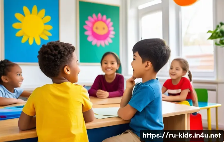 유아교육지도사 경력개발을 위한 추천 서적 - A bright and cheerful kindergarten classroom scene where a diverse group of young children aged 4-6 ...