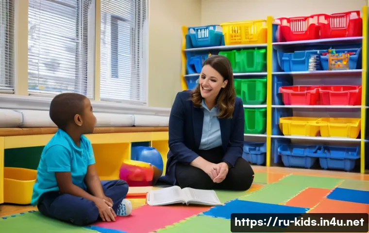 유아교육지도사 자격증 취득 후 새로운 직무 탐색 - A warm and inviting preschool classroom scene in a specialized correctional institution, showing a p...