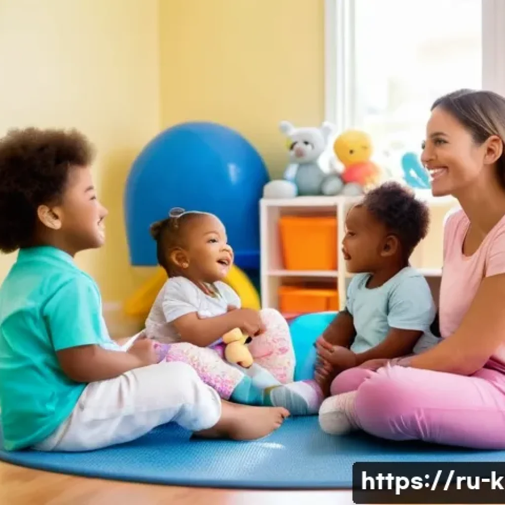 유아교육지도사 강의 시 학생 참여 유도 방법 - A warm and inviting preschool classroom scene featuring a diverse group of toddlers wearing colorful...