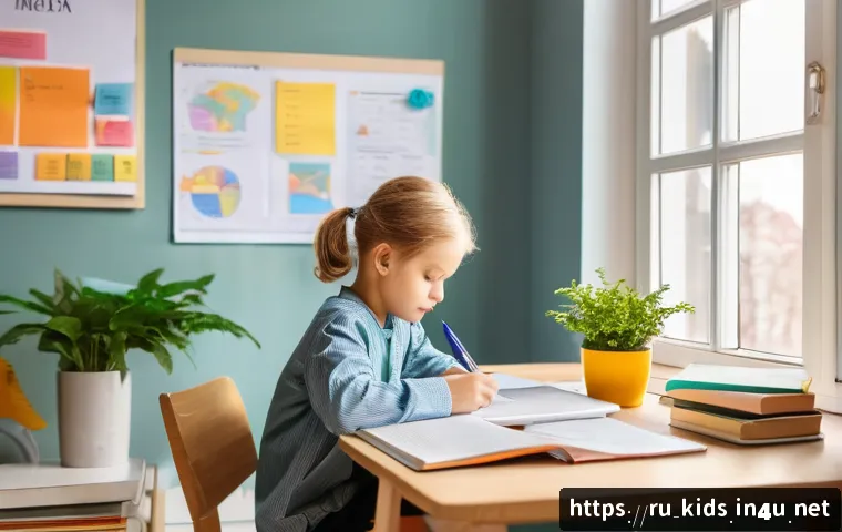 유아교육지도사 필기시험 대비 시간 분배법 - A bright, organized study room in a modern Russian apartment, featuring a young adult student sittin...