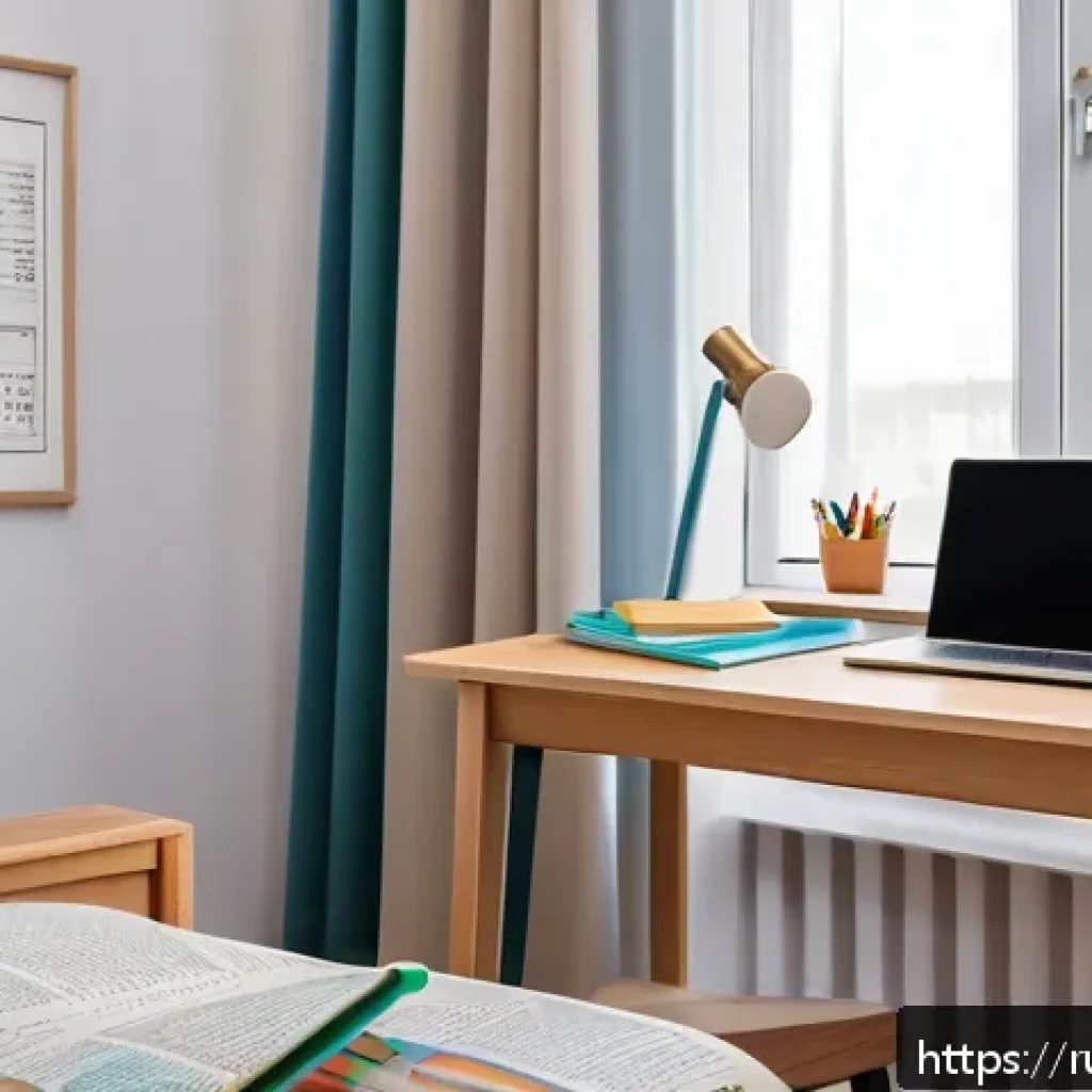 유아교육지도사 실기 시험 준비비용 절감 팁 - A cozy, well-organized study corner in a typical Russian apartment, featuring a sturdy wooden desk w...
