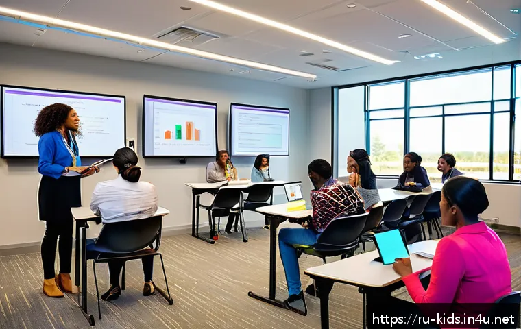 유아교육지도사 교육 커리큘럼 설계 팁 - A diverse group of early childhood educators in a modern training room, engaging in a workshop focus...