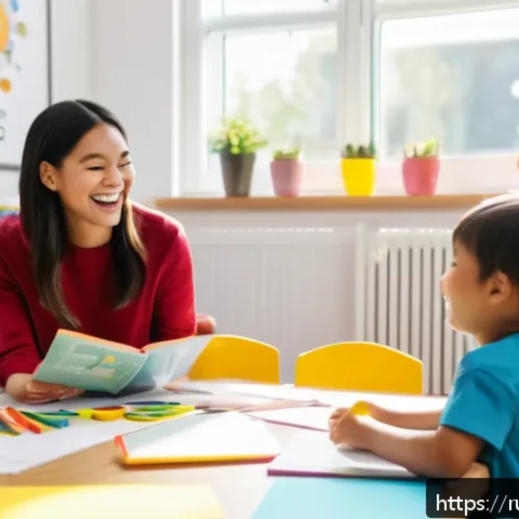 유아교육지도사 강의 중 발생한 에피소드 - A bright and cheerful classroom scene featuring a diverse group of young children aged 3-5, all wear...