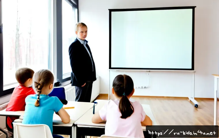 유아교육지도사 강의 중 발생할 수 있는 문제와 해결 방법 - Photorealistic early childhood education instructor in a bright Russian training classroom calmly re...